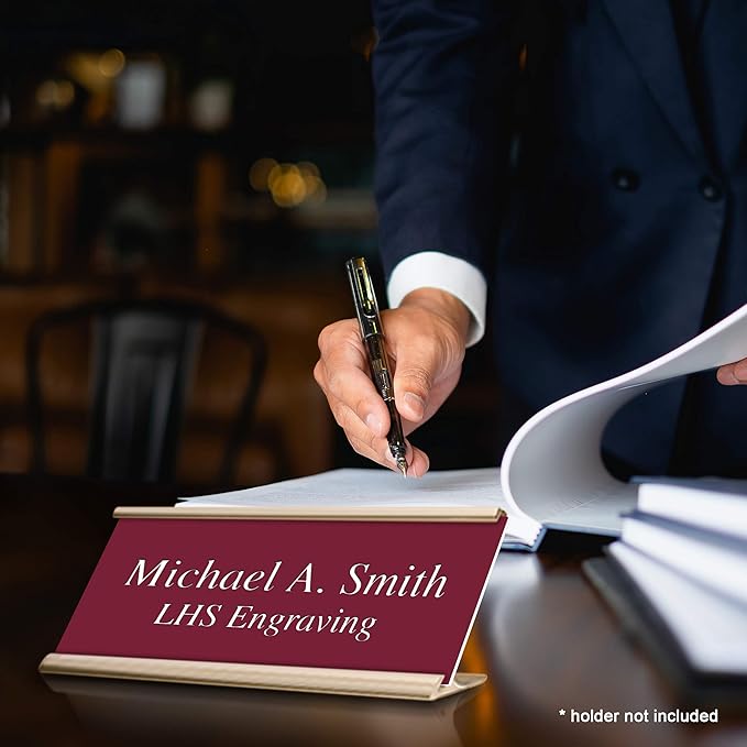 Engraved Custom Door Plate Burgundy Plastic Office Door Sign with White Letters - Made in USA 2x6 B26