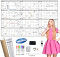 Large Dry Erase Wall Calendar - 60“ x 38" Undated Blank Yearly Planner - Giant Whiteboard 12 Month Poster - Premium Laminated Calendar for Classroom, Office, Project & Family Schedule