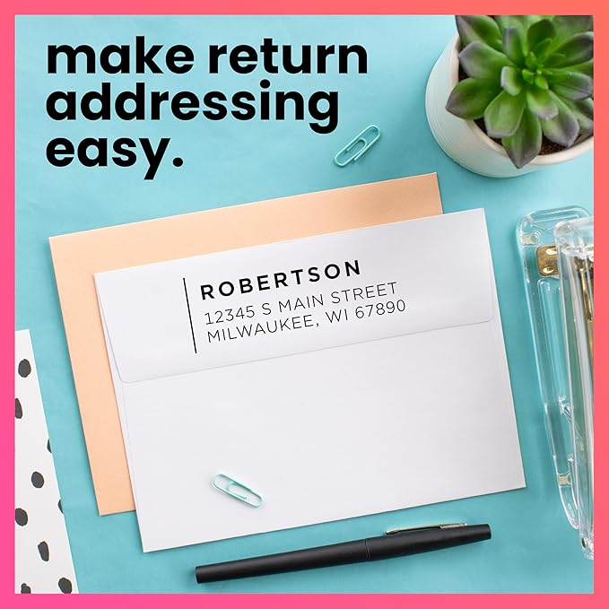 ExcelMark Personalized Return Address Stamp – Custom Self Inking Rubber Stamp (Large, Modern Line)
