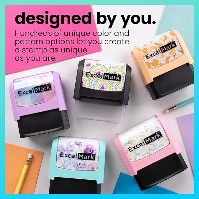 ExcelMark Address Stamp - Custom Return Address Stamp with Elegant Designs, Vibrant Colors & Patterns – Perfect for Mail, Invitations & Gifts (Peach Mount, Santa Catalina)