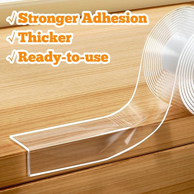 1.57 in x 6.6 FT,Clear Edge Protector Strip Sharp Edge Wrap Cover Tape,Self Adhesive Protective Bumper Guards for Cabinet Door Desk Glass Table Bed Furniture, Kitchen Countertop, Waterproof