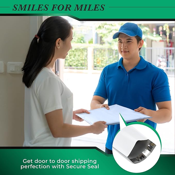 100 Pack Secure Seal White Poly Mailers - 6x9 Safe Shipping Bags - E-Commerce Self Sealing 2 Mil Poly Envelopes