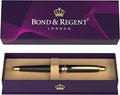 Bond & Regent Gloss Black & 24 Karat Gold | Certified Luxury Grade Rollerball Pen | Nice Gift for Men & Women
