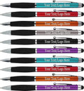 SyPen Personalized Pens With your Custom Logo or Text-600 Pack Bulk-for Businesses, Parties, and Events, 2 in 1 Ballpoint Pen & Stylus for Touchscreen Devices, Dark Assorted Barrels, Black Ink