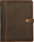 Leather Village Leather Portfolio Organizer - Professional Business Padfolio for Men & Women - Stylish Document Card Holder, Resume Folder, Folio for A4/Letter Size Writing Legal Pad, Brown