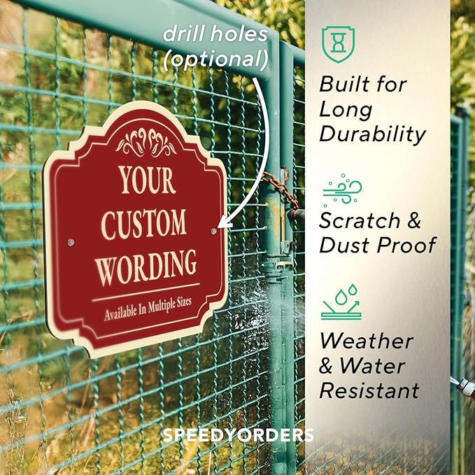 Custom Decorative Outdoor Metal Sign - Personalized Aluminum Driveway Sign, Waterproof, Made in USA - Design 2 Red Brick 42x28 In