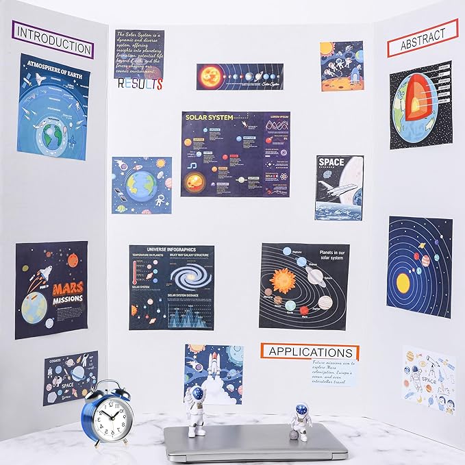 HAUTOCO 36'' x 48'' Trifold Poster Board 2 Pack Large Tri Fold Project Boards White Corrugated Presentation Cardboard for Science Fairs, School Projects, Event Displays, Business
