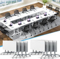 Conference Table,55.1''Folding Conference Room Table for 4-12 People,Mobile Flip Top MeetingTraining Table with Different Coulor and Styles for Offices, Classrooms,Meeting Room (8, 47.2 A)