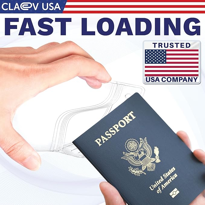 Claev Vertical 4x6 Passport & Card Holders (4x6 Extra Large (XXL), 10 Pack), Clear Waterproof ID Plastic Name Card Badge Holders for Travel, Conferences, Conventions