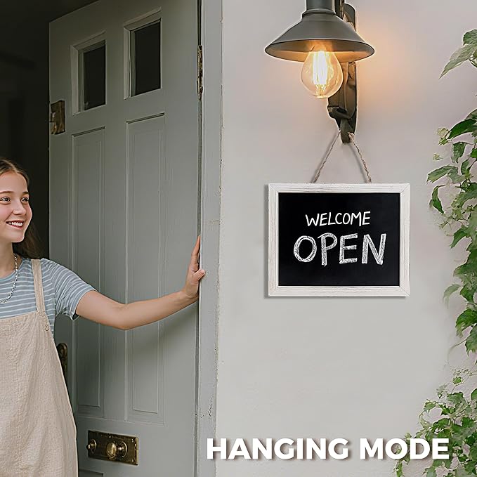 SELEAD 100% Real Wood Frame Small Magnetic Chalkboard Sign with Stand - 5 Pack 10x12 Inch Tabletop/Hanging Decorative Chalk Board, Message Menu Board for Business, Wedding, Event