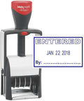MaxMark Heavy Duty Self Inking Date Stamp with Phrase Entered - Blue Ink