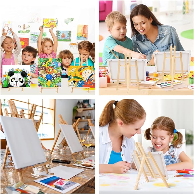 ESRICH 24 Pack 11.8" Wood Easels,Tabletop Easel for Painting,Painting Party, Displaying Canvases, Kids Student Table School Desktop, Portable Canvas Photo Picture Sign Holder