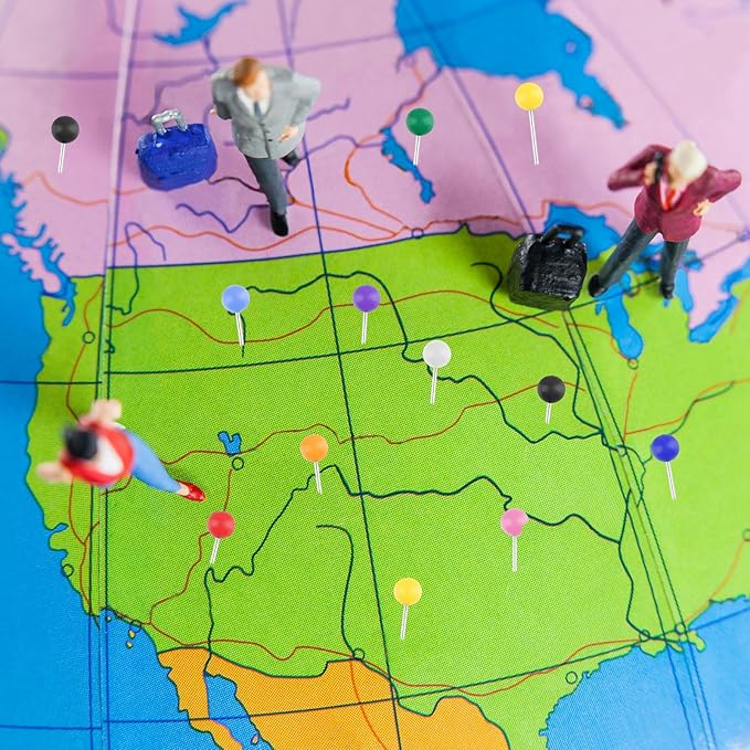 1000 Pcs Multi-Color Push Pins, Map Pins for Travel Map, Small Map Tacks with Plastic Beads Head for Cork Board (Mixed Colors, 1/4 ")