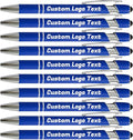 HEYZARDA Personalized Pens with Name Text Logo Custom Ballpoint Pen for Business Office Events with Stylus for Touchscreen 100 Pcs Blue