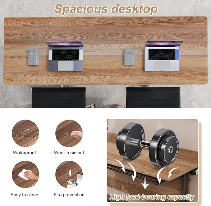 Conference Table Flip Top Mobile Conference Room Tables,Folding Conference Table with Wheels,Large Meeting Training Seminar Table Saving Space for Office Classroom(6B,47.2'')