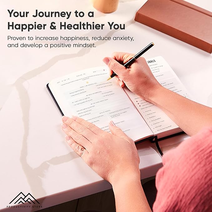 Gratitude & Self-Care Journal - Guided Mindfulness & Mental Health Journal All-in-One with Prompts for Self Discovery - Daily Journal for Men & Women by PRODUCTIVITY STORE (A5, Teal)