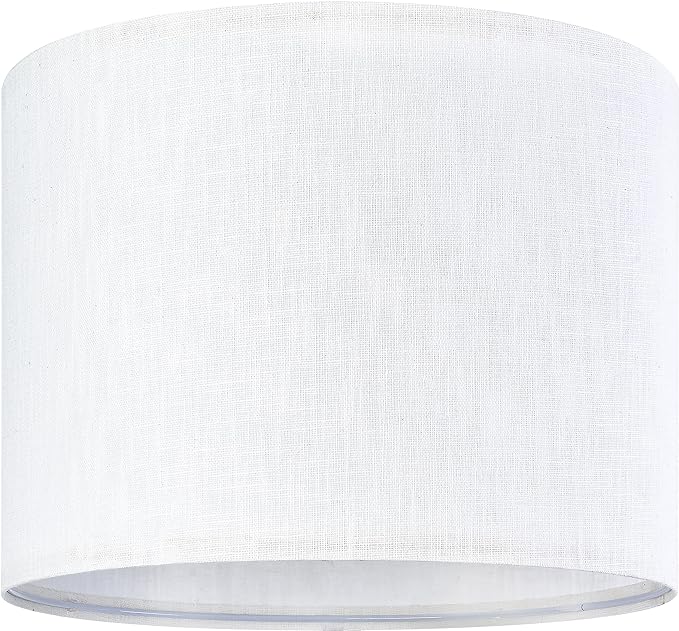 White Linen Lampshades Set of 2 Large, Drum Lamp Shade 16" Top x 16" Bottom x 12" High (Spider) Modern Lamp Shades for Table Lamps & Floor Lamp - Lampshades Replacement,Required Assembly -By GO&SO