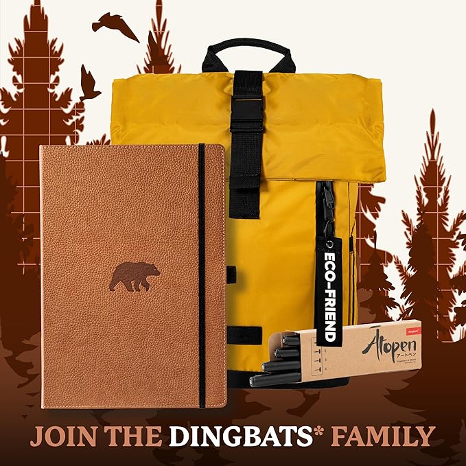 Dingbats* - Wildlife Dotted Extra Large A4 Notebook - PU Leather Hardcover Journal for Work, Writing - Pocket, Elastic Closure, Pen Holder, Bookmark