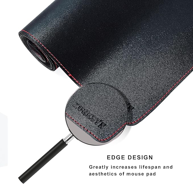 ZORESYN Large Desk Pad (39.4" x 23.6") - Waterproof PU Leather Desk Mat with Non-Slip Base, Office Desk Protector for Keyboard, Mouse, and Writing, Durable Stitched Edges (Black)