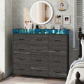 Welfuturer Black Dresser with LED Light 12 Drawers Dresser with Charging Station Dressers for Bedroom with 12 Fabric Drawers for Bedroom Hallway Entryway Closets Sturdy Steel Frame Wood Top Black
