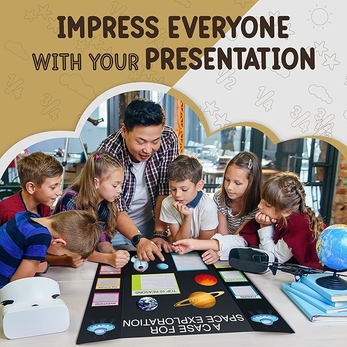 White Tri-Fold Presentation Board 28" X 40" Corrugated Tabletop Display Exhibition Board Lightweight and Portable with Smooth Surface Great for School Projects and Business presentations - by Emraw