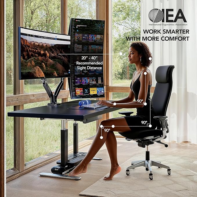 HUANUO NITROGLIDE™ Dual Monitor Stand for 13″–40″, Premium Dual Monitor Mount with USB, Height Adjustable Monitor Stand for 2 Monitors, VESA Mount with Clamp/Grommet Base, Holds 26.4lbs per Arm, HNDS7