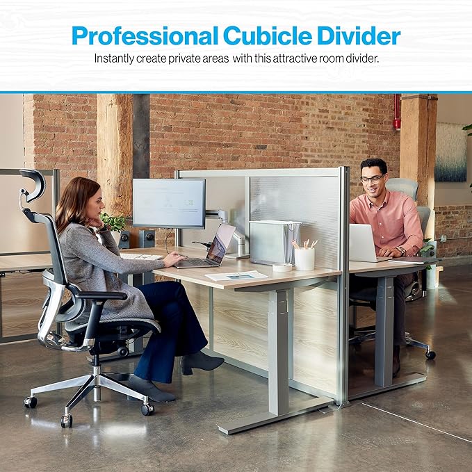 NBF Office Partitions - Cubicle Privacy Panel Wall Divider - Modern Room Separator with Quick Assembly - Indoor Laminate Free Standing Portable Room Divider Panel - 52" H x 49" W (Espresso)