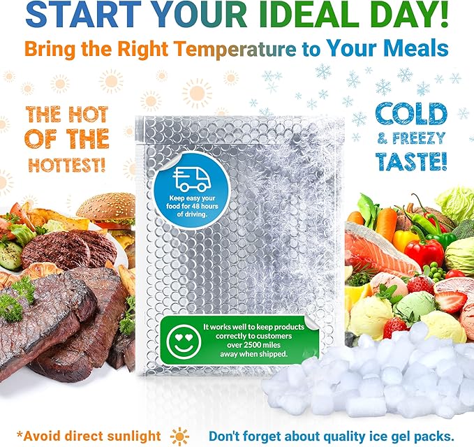 Amiff Silver Thermal Bubble Mailer, 18 x 22 Inches. 10 Pack Metallic Bubble Mailers. Self-Seal Insulated Mailers for Cold Shipping. Padded Envelopes Waterproof. Thermal Bag for Food, Cosmetics