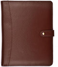 LEATHER VILLAGE Portfolio Professional Organizer– Carbon Fiber Genuine Leather Padfolio Resume Folder for A4 Letter Pad with Pen Holder, Business Card Slots & Writing Pad– Ideal for Men & Women-Brown