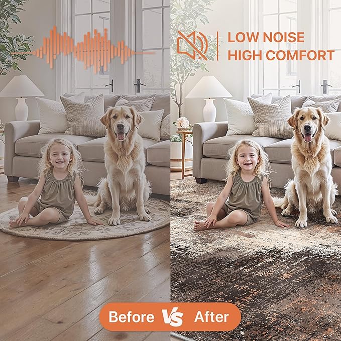 GENIMO Washable Area Rugs for Living Room, 10x12 Vintage Non Slip Rugs, Low Pile Lightweight Soft Print Rug for Bedroom, Dining Room, Home Office, Brown Orange