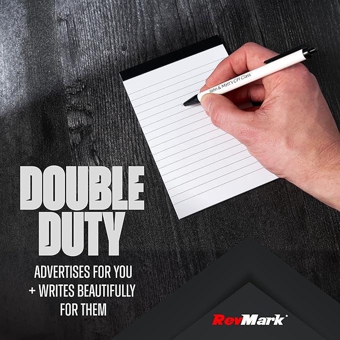 RevMark Personalized Ballpoint Pen, Custom Printed Name, Business or Event Information, Timeless Advertising, USA Made Pens, Promotional Marketing, Smooth Black Ink, Bulk Pack (Red,500 Ct.)