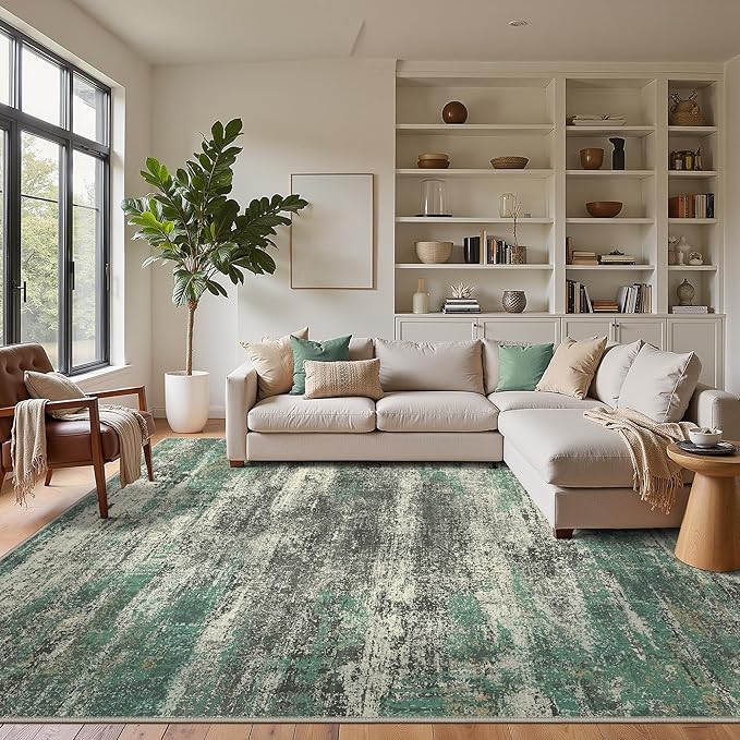 GENIMO 8x10 Area Rugs, Modern Living Room Rugs, Large Machine Washable Rug Non-Slip, Soft Pet Friendly Rugs for Bedroom, Playroom, Dining Room, Sage Green