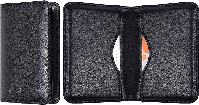 Wisdompro Business Card Holder, 2-Sided PU Leather Folio Name Card Holder Wallet Case with Magnetic Shut for Men and Women, Ultra Slim and Thin