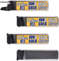 June Gold 640 Pieces, 0.5 mm 2B Lead Refills, 160 Pieces Per Dispenser, Fine Thickness, Break Resistant Lead/Graphite (Pack of 4 Dispensers)
