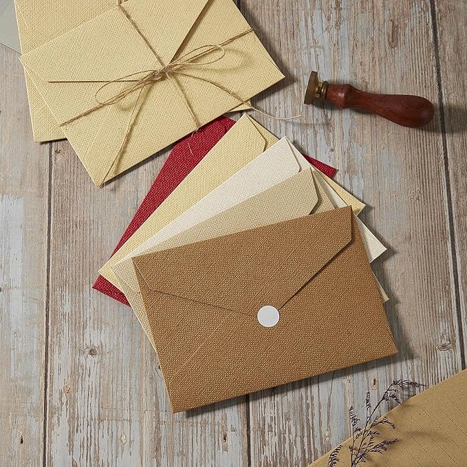 Tuhangcc Stationery Writing Paper and Envelopes Set with Jute Rope 4 X 6 for Writing Letter, (20 Best Paper with 10 Heavyweight envelopes),by Better Gift Office Products (Grey)