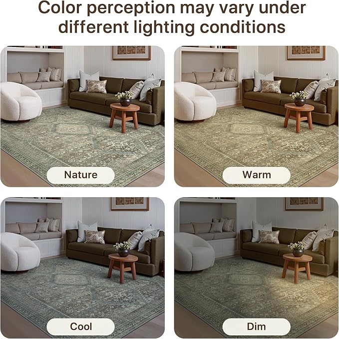 GENIMO Runner Rug 2x6 Non Slip Machine Washable Hallway Runner Rug, Low Pile Lightweight Rugs for Entryway, Hallway, Kitchen and Corridor, Sage/Blue