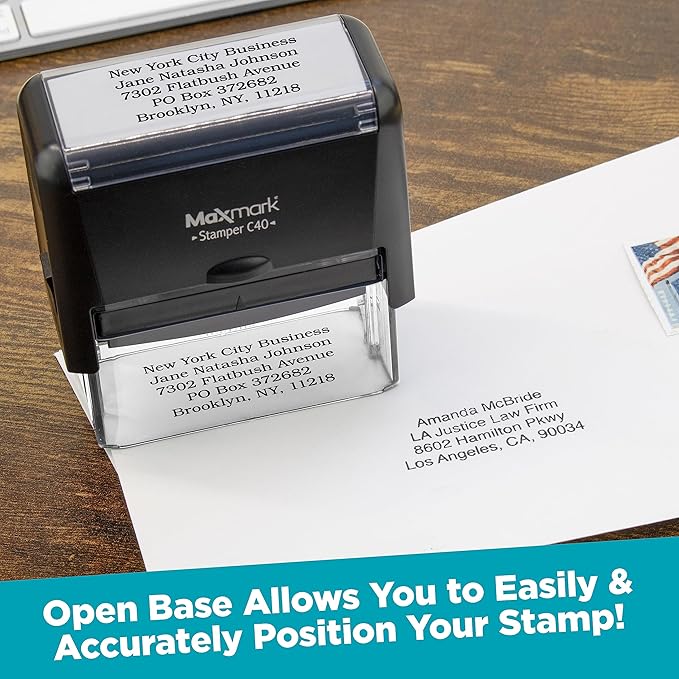 Custom Self Inking Rubber Stamp - Up to 5 Lines of Text - Choose from 15 Ink Colors - Large Size