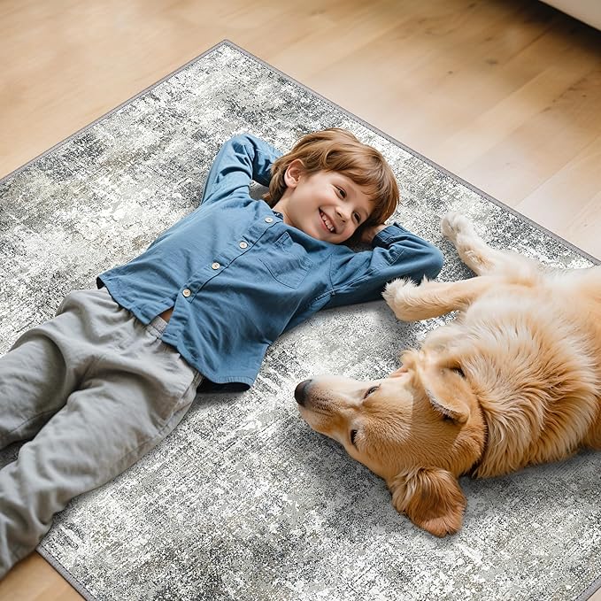 Office Chair Mat for Hardwood Tile Floor, Abstract 36"X 48" Desk Mats for Office Chair on Rolling Chairs Carpet, Desk Anti-Slip 1/5" Thick Rug for Computer Chair, Thin Low-Pile Floor Mat, Slate