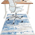 Office Chair Mat for Hardwood Tile Floor, Abstract 36"X 48" Desk Mats for Office Chair on Rolling Chairs Carpet, Desk Anti-Slip 1/5" Thick Rug for Computer Chair, Thin Low-Pile Floor Mat, Blue Cream