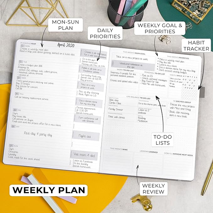 Clever Fox Planner Pro Premium – Luxurious Weekly & Monthly Planner with Budget Organizer for Productivity & Goals, Undated, A4 (Gray)