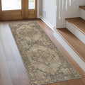 GENIMO 2x7 Runner Rugs for Hallway, Machine Washable Non Slip Vintage Rugs, Low Pile Lightweight Soft Print Rug for enrtyway, Corridor, Home Office, Kitchen, Rustic Brown