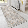 GENIMO Runner Rug 3x8, Non Slip Vintage Hallway Runner Rugs, Low Pile Lightweight Machine Washable Mat for Hallway, Entryway, Bedroom, Kitchen and Corridor, Light Taupe Brown
