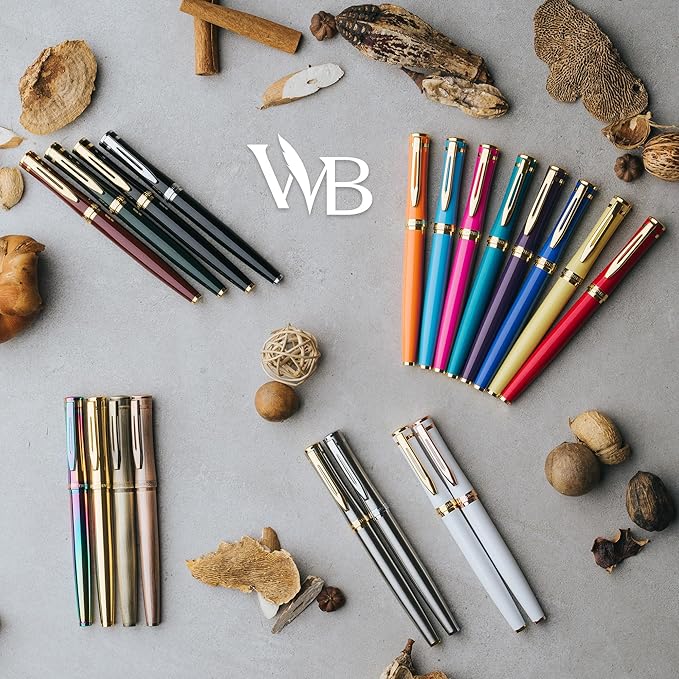Wordsworth & Black Fountain Pen Set, 18K Gilded Extra Fine Nib, Includes 24 Pack Ink Cartridges, Ink Refill Converter & Gift Box, Gold Finish, Calligraphy, [Crimson Red], Perfect for Men & Women