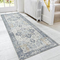 GENIMO Runner Rug 2x8, Non Slip Vintage Hallway Runner Rugs, Low Pile Lightweight Machine Washable Mat for Hallway, Entryway, Bedroom, Kitchen and Corridor, Blue
