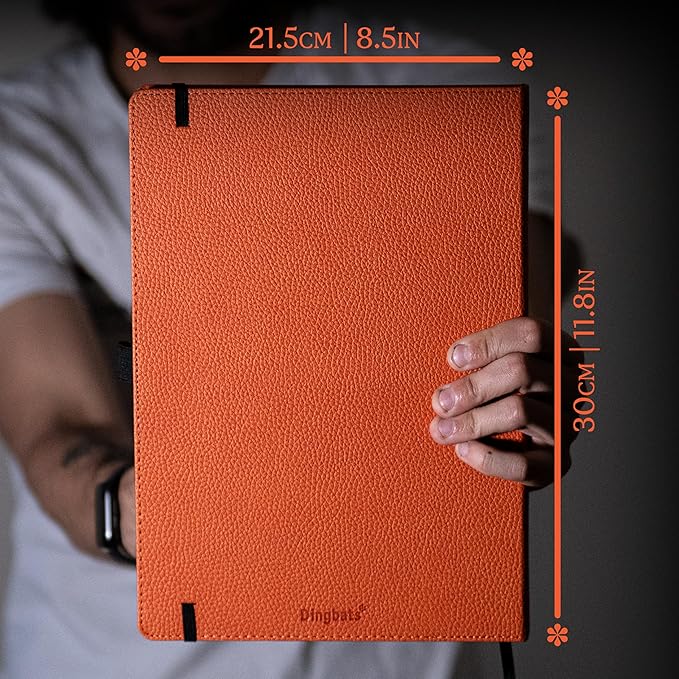 Dingbats* Wildlife Dotted Extra Large A4 Writing Journal Notebook - PU Leather Hardcover - Ideal for Work, Office - Pocket, Elastic Closure, Bookmark