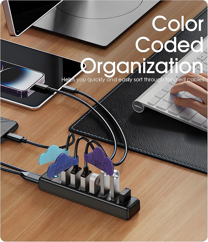 Nearockle 36Pcs Cable Labels for Organizing Wires and Identification, Upgraded Large Size Cord Labels for Electronics Cable Management, Write on Cord Tags-Multicolor