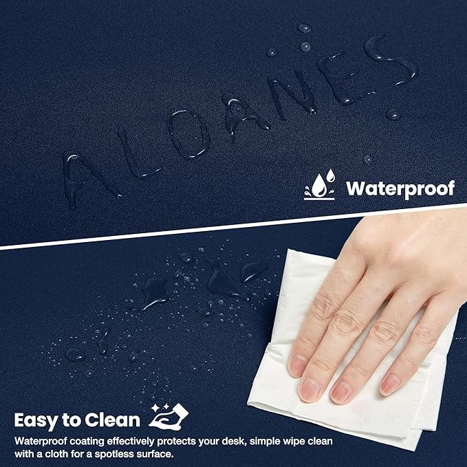 ALOANES Waterproof Mouse Pad with Durable Stitched Edge, XL Gaming Keyboard Pad, Non-Slip Rubber Base Mouse Mat, Extended Desk pad for Gamer, Office & Home, Dark Blue Mousepad 31.5''x 11.8''x 0.12''