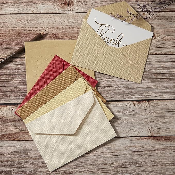 Tuhangcc Stationery Writing Paper and Envelopes Set with Jute Rope 4 X 6 for Writing Letter, (20 Best Paper with 10 Heavyweight envelopes),by Better Gift Office Products(Red)