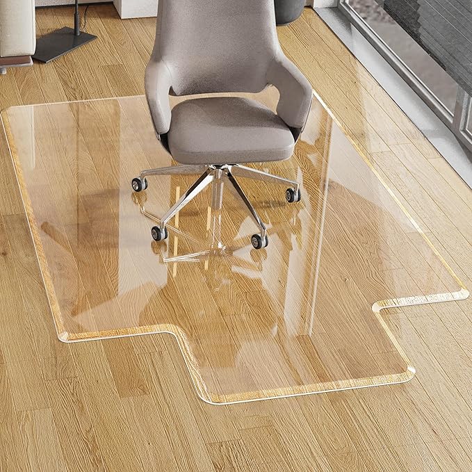 MESAILUP Beveled Edge Irregular Office Chair Mat with Lip for Carpet or Hardwood Floor Crystal Clear 48" x 60" Smooth Glide and Easy Roll On/Off, Heavy Duty and Non-Slip Pad Floor Chair Mat with Lip