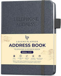 Legend Planner Address Book with Alphabetical Tabs – Mini Telephone Address Book for Phone Numbers, Addresses, Email Contacts, Passwords & Important Dates –Small Size,11x14.5cm,Hardcover (Mystic Grey)